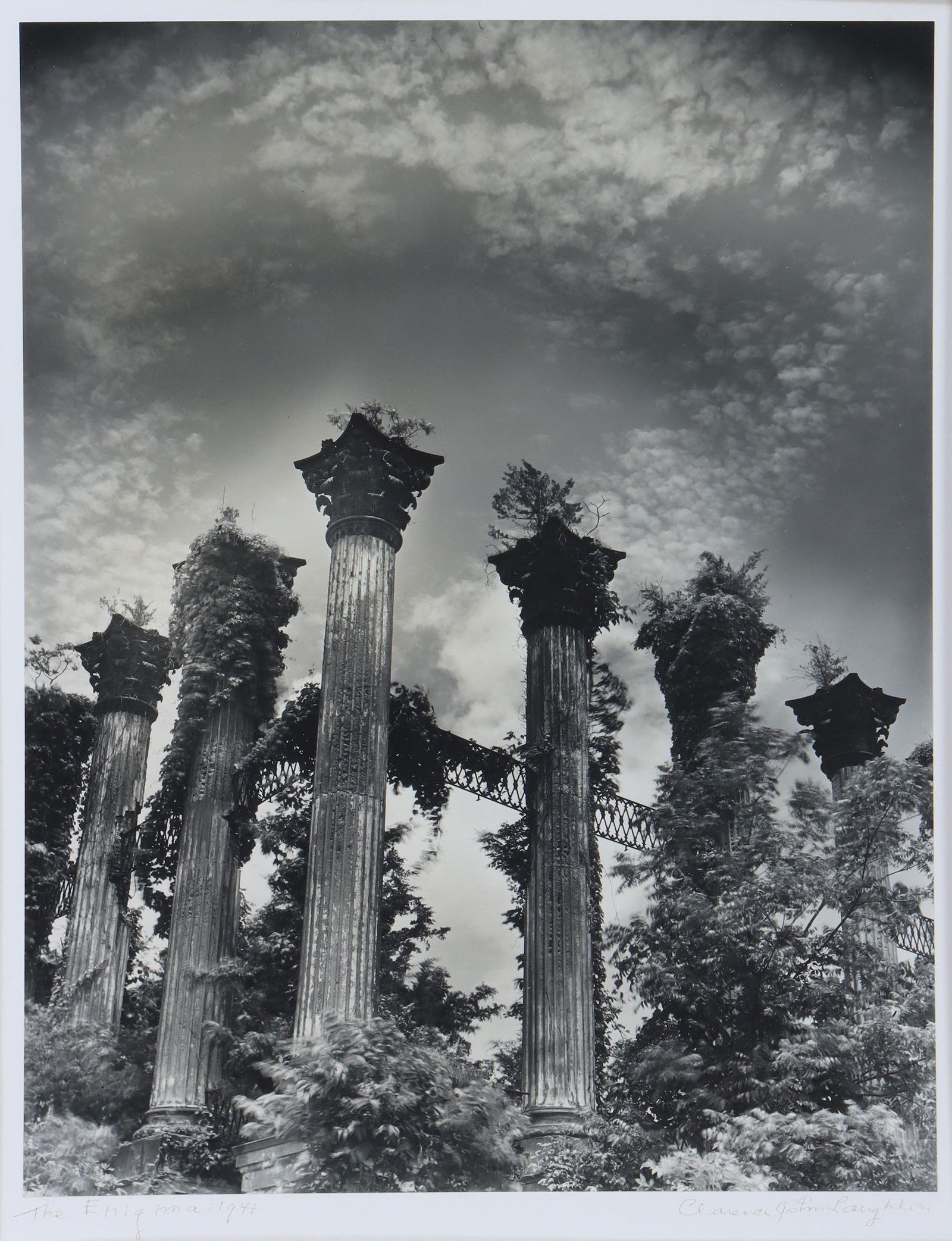 CLARENCE JOHN LAUGHLIN (American, 1905-1985): CLARENCE JOHN LAUGHLIN (American, 1905-1985), ''The Enigma'', 1941, printed 1973, gelatin silver print, signed, titled and dated on lower mount recto, numbered ''10'' and dated on frame verso along wi