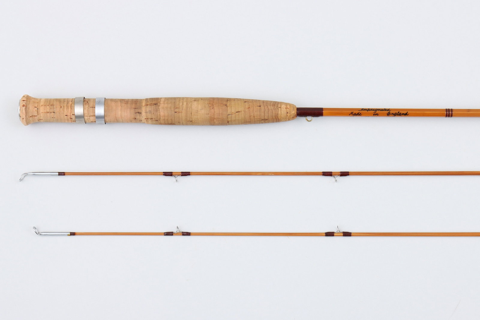 Cortland 444 LTD. bamboo 6-1/2': Cortland 444 LTD. bamboo 6-1/2', 2pcs-2tip lightweight trout rod. The cane is marked ''Cortland 444 LTD Impregnated Made in England 6-1/2' 2-1/8 oz. Line #5''. The reel seat is cork with a pair of sli