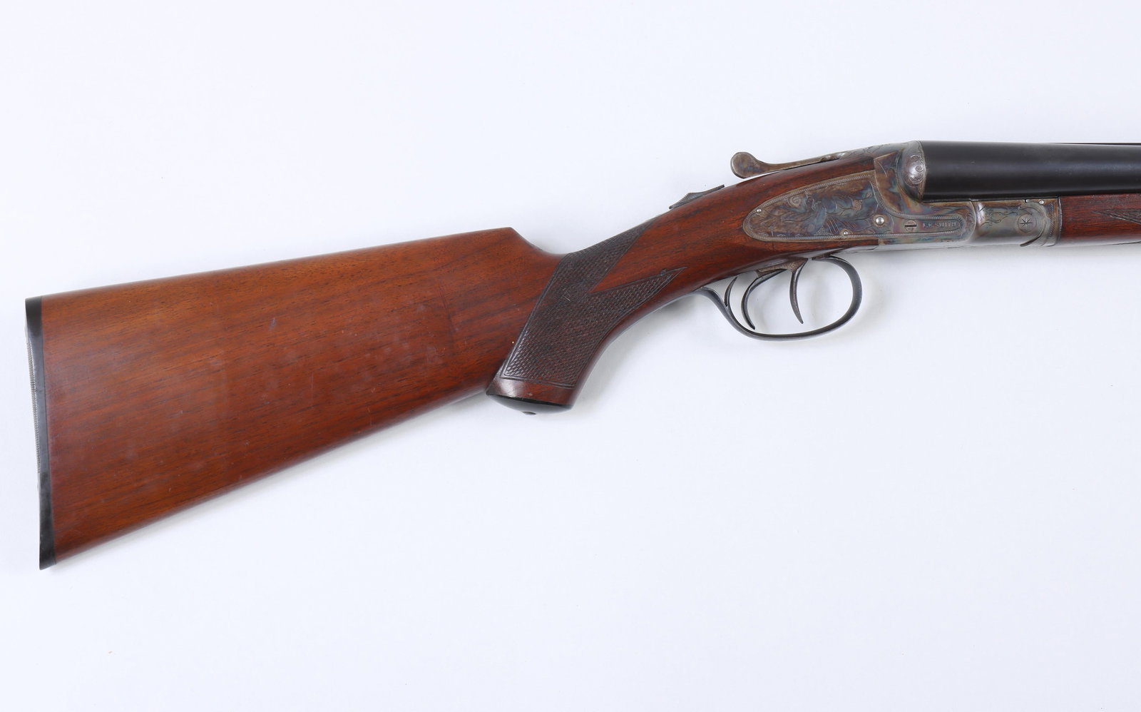 L.C. Smith Ideal Grade FWT Ejector Double in 12 Gauge: L.C. Smith Ideal Grade FWT Ejector Double in 12 Gauge The barrels measure 30” choked F&F with a high solid rib, the ejectors marked "Hunter Arms Co. INC. M.F.R’S Fulton, N.Y. USA". T