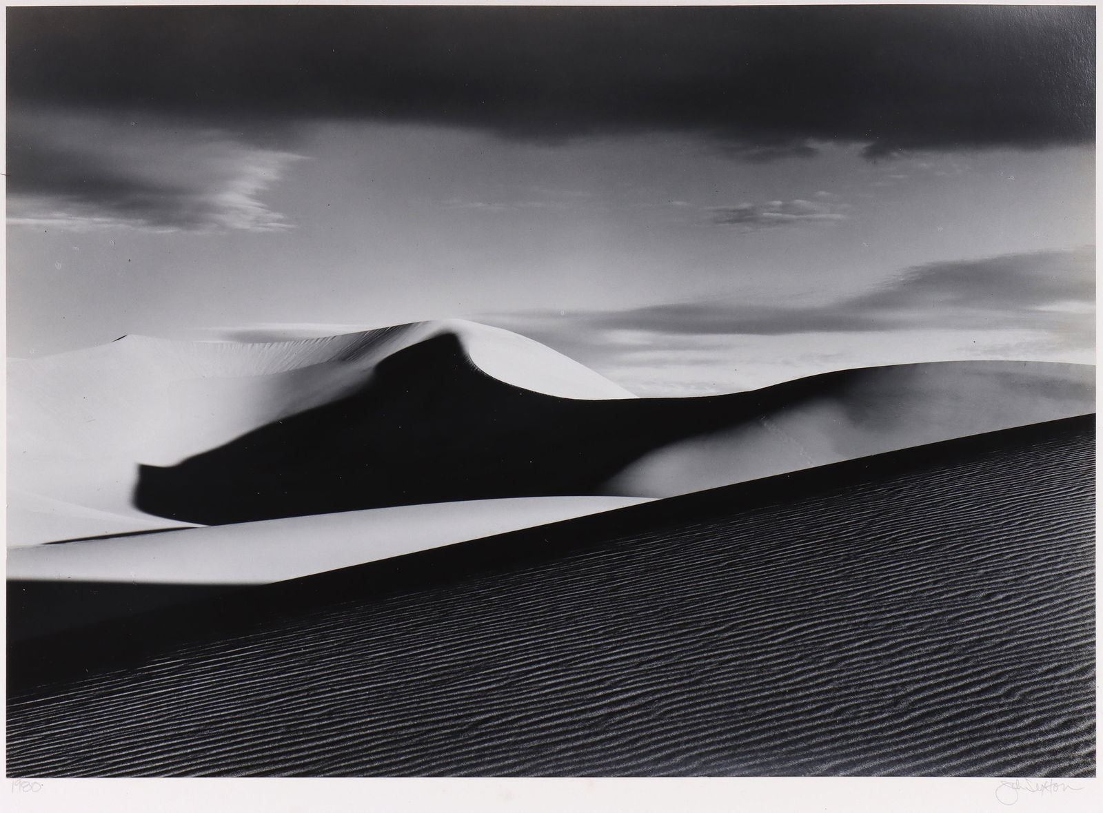 John Sexton (American b. 1953), "Sand Dunes, Sunrise", 1980: John SextonAmerican, b. 1953"Sand Dunes, Sunrise" (Death Valley, California), 1980gelatin silver printprinted 1983, pencil signed lower right mount and dated lower left, pencil signed, title