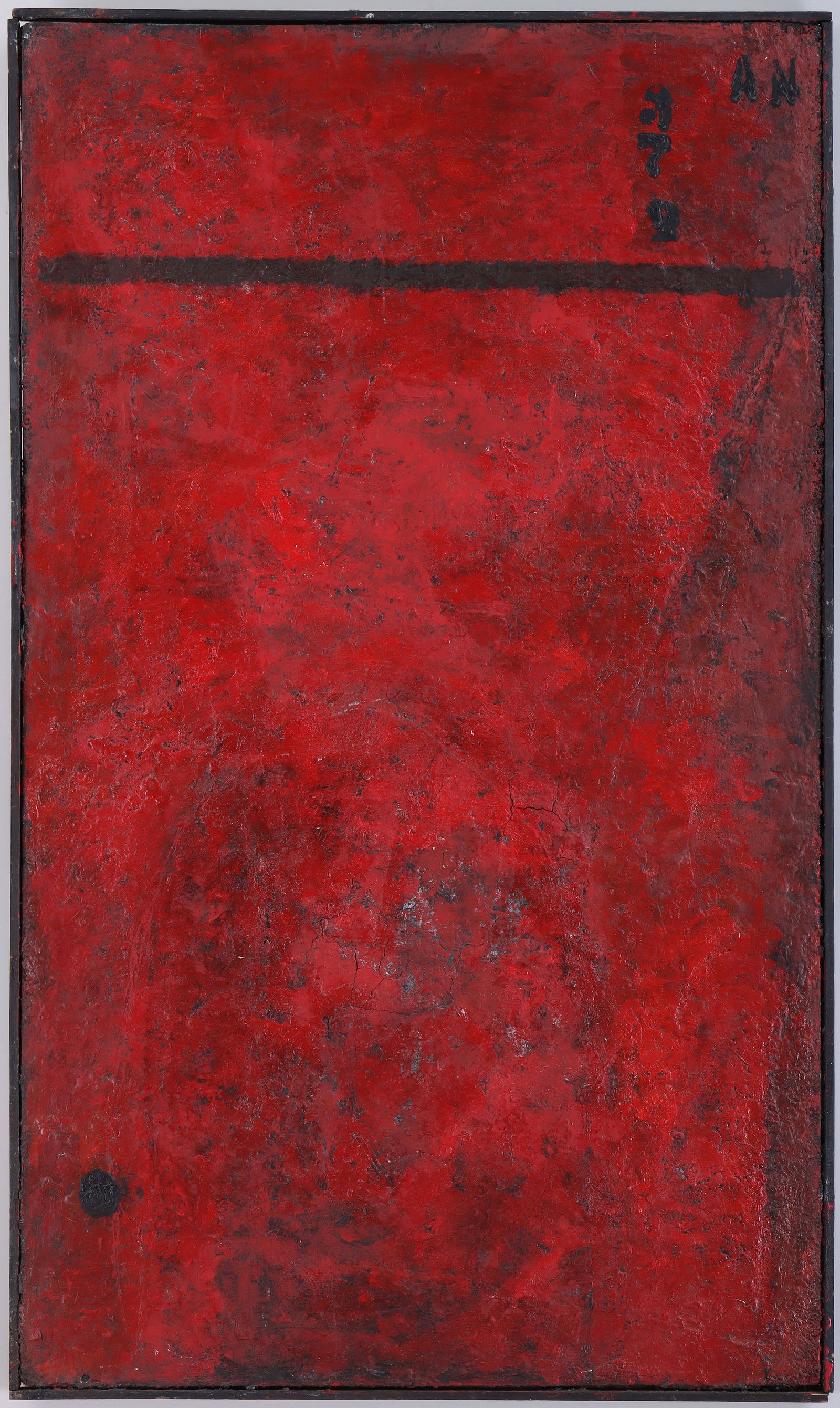 Symcho Moszkowicz (Polish/Swedish 1915-1966): Symcho MoszkowiczPolish/Swedish, 1915-1966Untitled (Abstract)oil on panelunsigned, inscribed on verso.Panel 39 1/2 x 22 3/4 in. (100.3 x 57.8 cm.); frame: 40 x 23 1/2 in. (101.6 x 59.7 cm.)