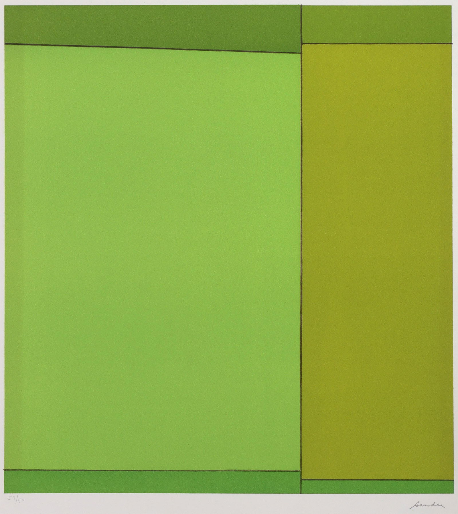 Ludwig Sander (American 1906-1975), "Chickasaw", 1971: Ludwig SanderAmerican, 1906-1975"Chickasaw", 1971lithograph in colors on wove paper53/90, pencil signed lower right margin and numbered lower left, titled on sheet verso in pencil and on Ber