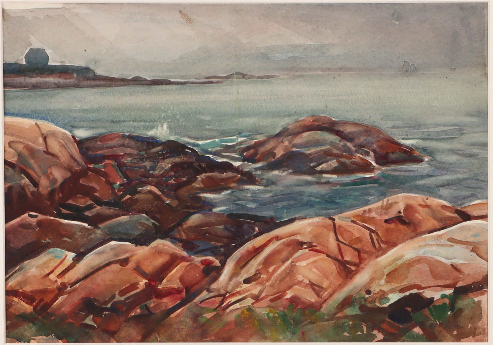 William Lester Stevens (American 1888-1969), Rocky Coastal Landscape: William Lester StevensAmerican, 1888-1969Rocky Coastal Landscapewatercolor on papersigned ''W. Lester Stevens, N.A.'' in pencil lower right. Matted and unframed.Sheet 15 1/8 x 21 1/4 in. (38.4 x 54 cm