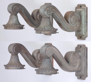 Set of (4) Large Cast Iron Architectural Sconces
