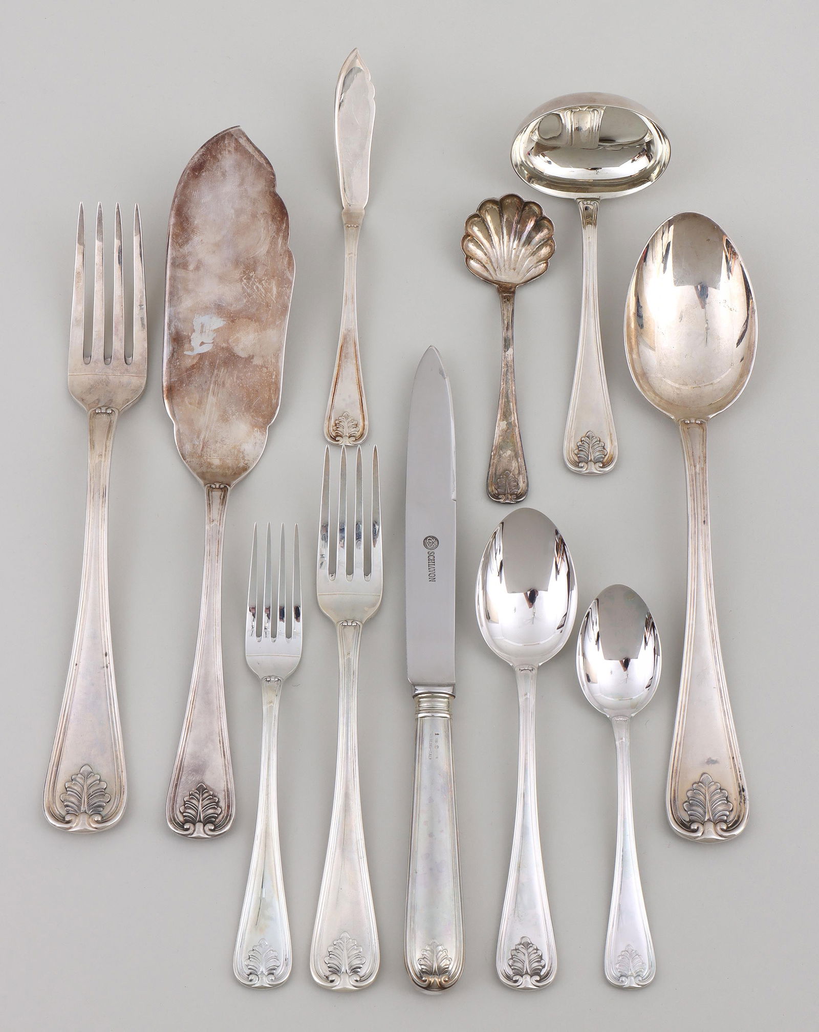 Schiavon Sterling Flatware Service for Twelve in "Foglia" Pattern (1 of 12)
