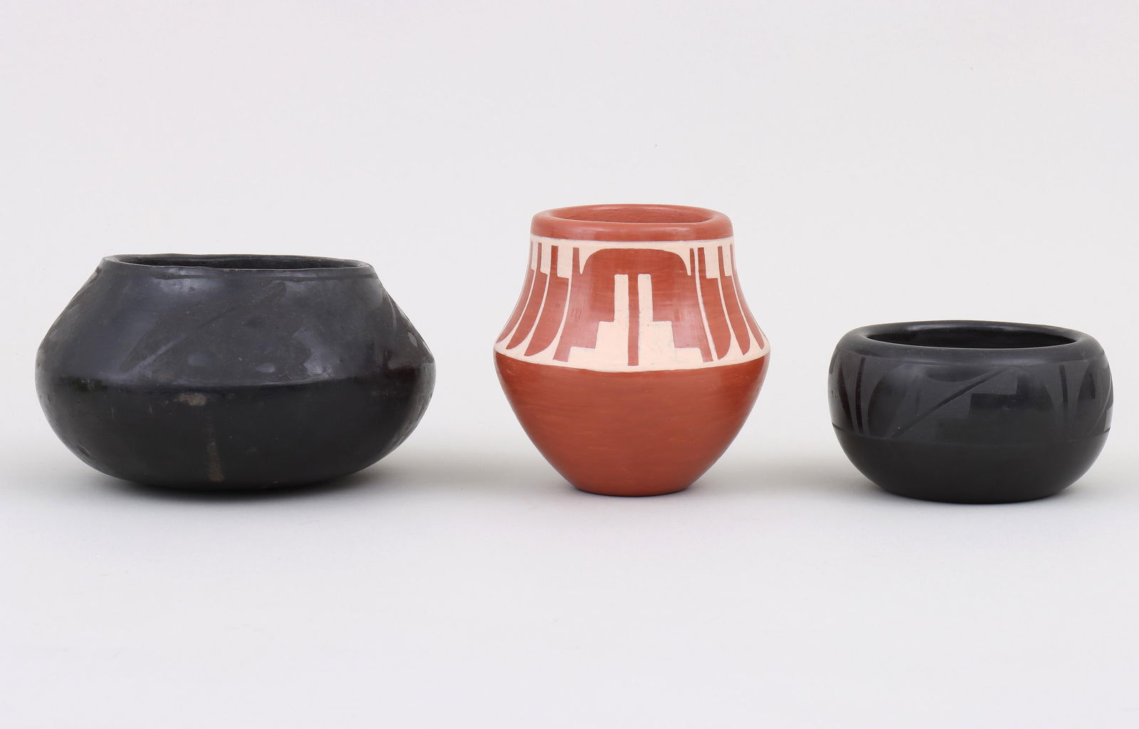 Group of (3) Santa Clara and San Ildefonso Pueblo Jars (1 of 12)