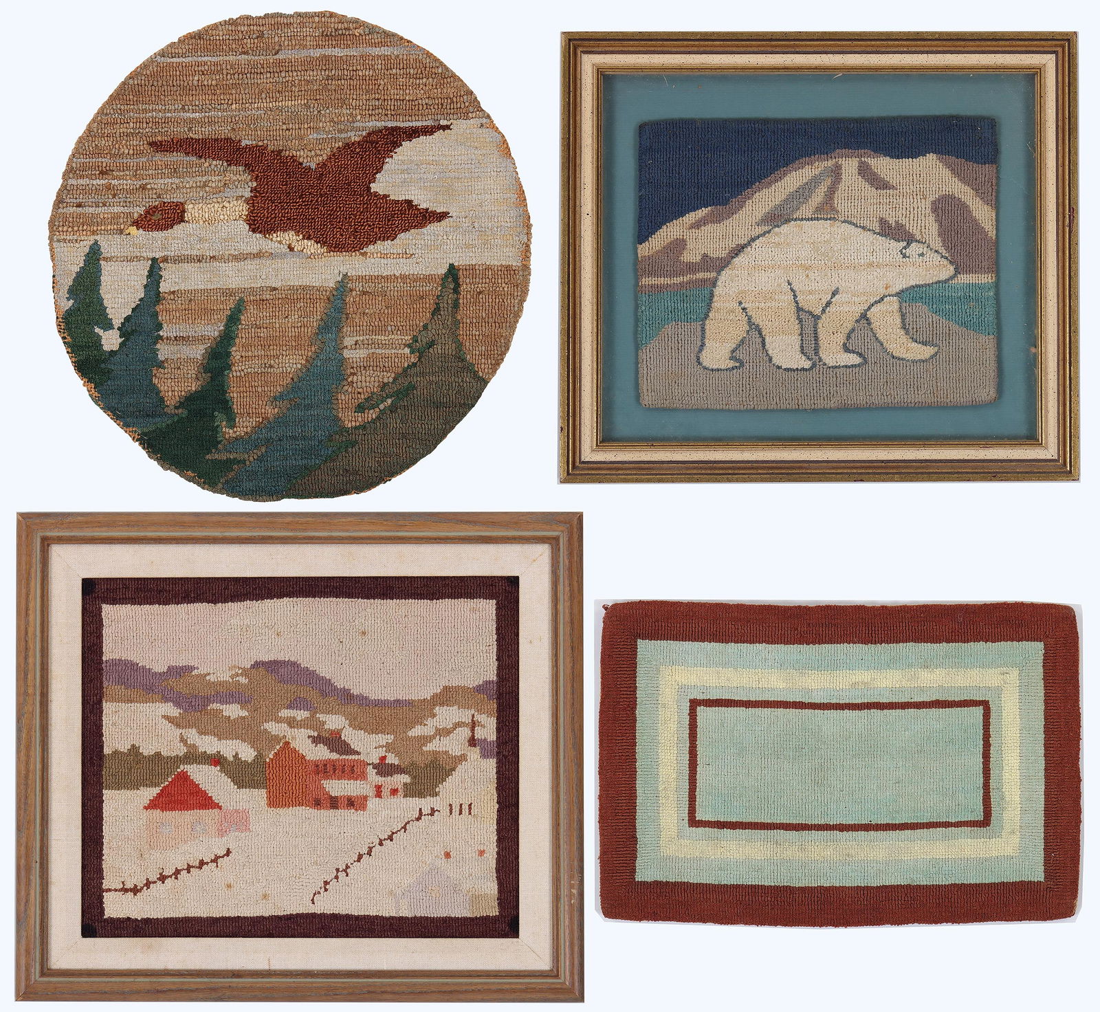 Group of (4) Small Grenfell Labrador Hooked Mats (1 of 17)