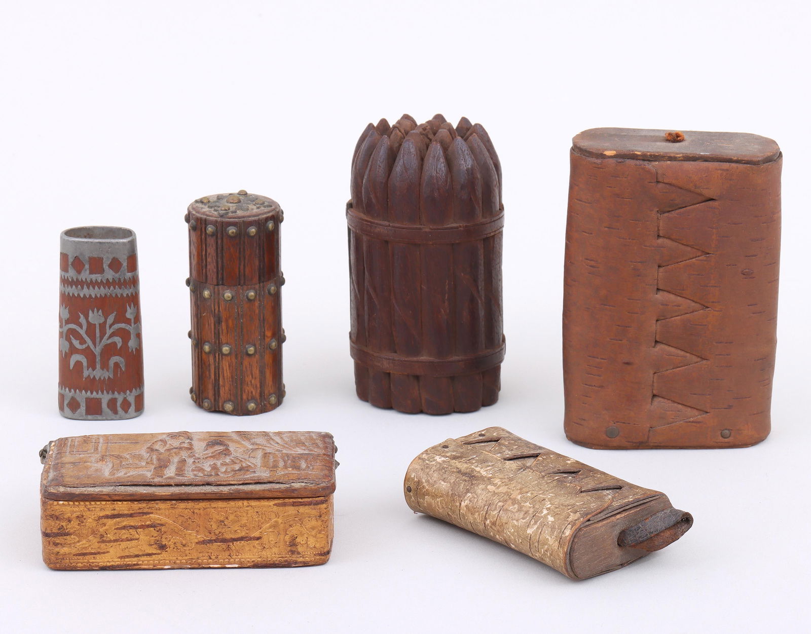 Group of (6) Small Wood Boxes and Treen Items (1 of 14)