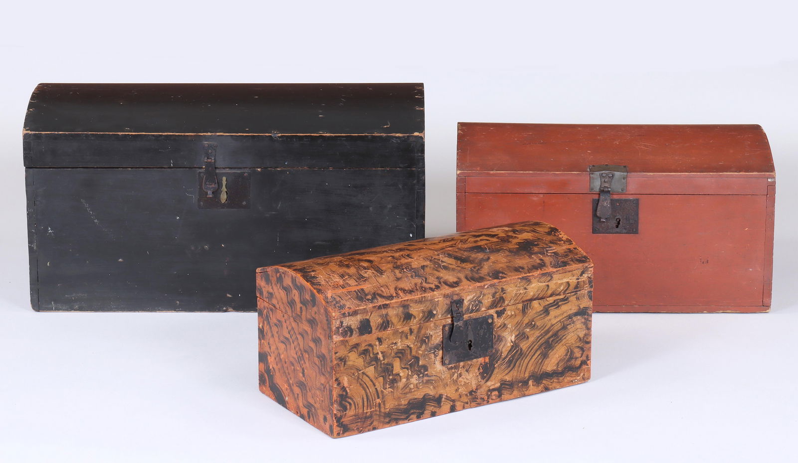 Group of (3) 19th Century American Painted Dome-Top Boxes (1 of 9)