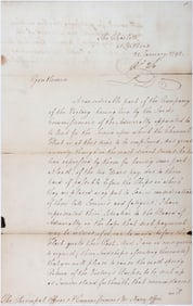 Admiral Richard Howe Autograph Letter Signed,1795
