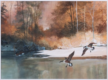 Raul Jose Mina-Mora (American 1915-1996), Geese in Early Winter