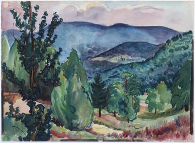 Hayley Lever (American 1876-1958), "Stowe, Vermont", watercolor