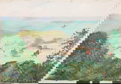 Hayley Lever (American 1876-1958), "St. Ives / Cornwall", watercolor