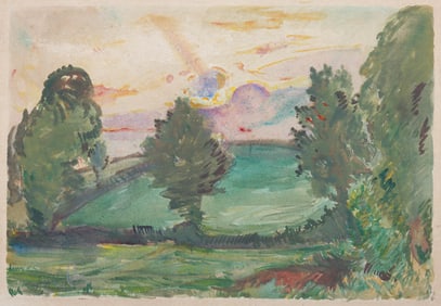 Hayley Lever (American 1876-1958), "Evening, Exmouth, England", watercolor