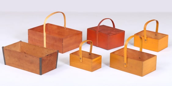 Group of (6) Shaker and Shaker-style Boxes and Carriers