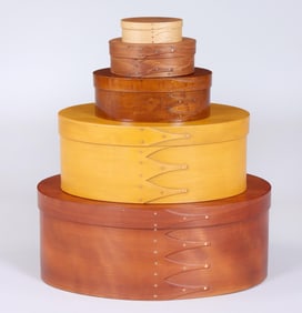 Group of (5) Shaker-style Oval Boxes