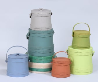 Group of (7) Contemporary Painted Firkins