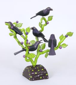 Don Noyes (American, 20th/21st century), Folk Art Bird Tree Sculpture