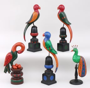 Don Noyes (American, 20th/21st century), (5) Folk Art Birds