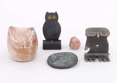Group of (5) Owl Sculptures