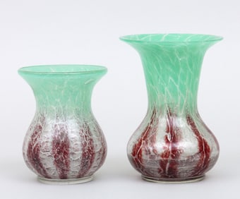 Group of (2) Art Deco “Ikora" Glass Vases, Karl Wiedmann for WMF, Germany, 1920s/1930s