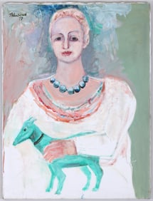 Nahum Tschacbasov (American/Russian 1899-1984), Portrait of a Woman with a Dog, 1977