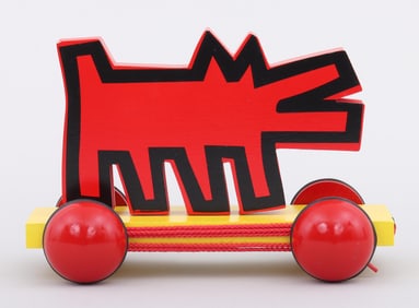 Keith Haring (American 1958-1990), "Barking Dog" Pull Toy