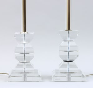 Pair of Modern Lucite Table Lamps