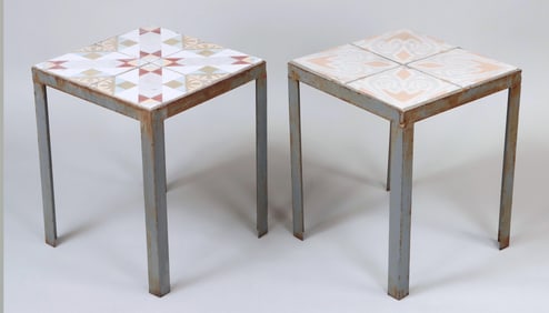 Pair of Tile-top Side Tables