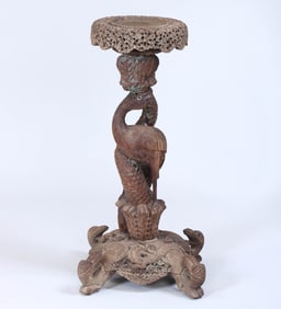 Burmese Carved and Pierced Wood Plant Stand