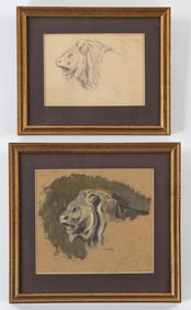 Whitney Myron Hubbard (American, Long Island 1875-1965), (2) Lion Studies