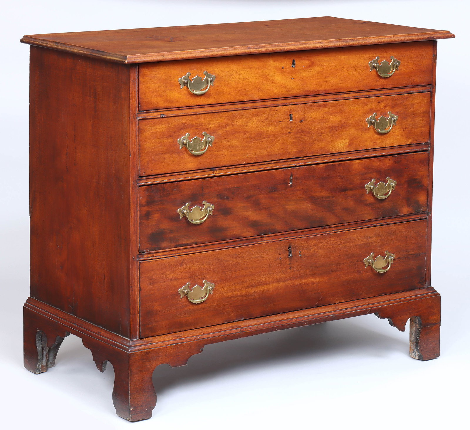 American Chippendale Birch Chest: American Chippendale Birch Chest with a rectangular top over four graduated drawers, on bracket base. 32 3/4 x 37 1/2 x 19 1/2 in. (83.2 x 95.3 x 49.5 cm.)