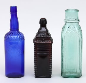 Group of (3) 19th Century American Glass Bottles
