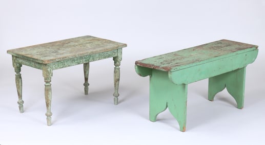 Group of (2) American Green-painted Furniture