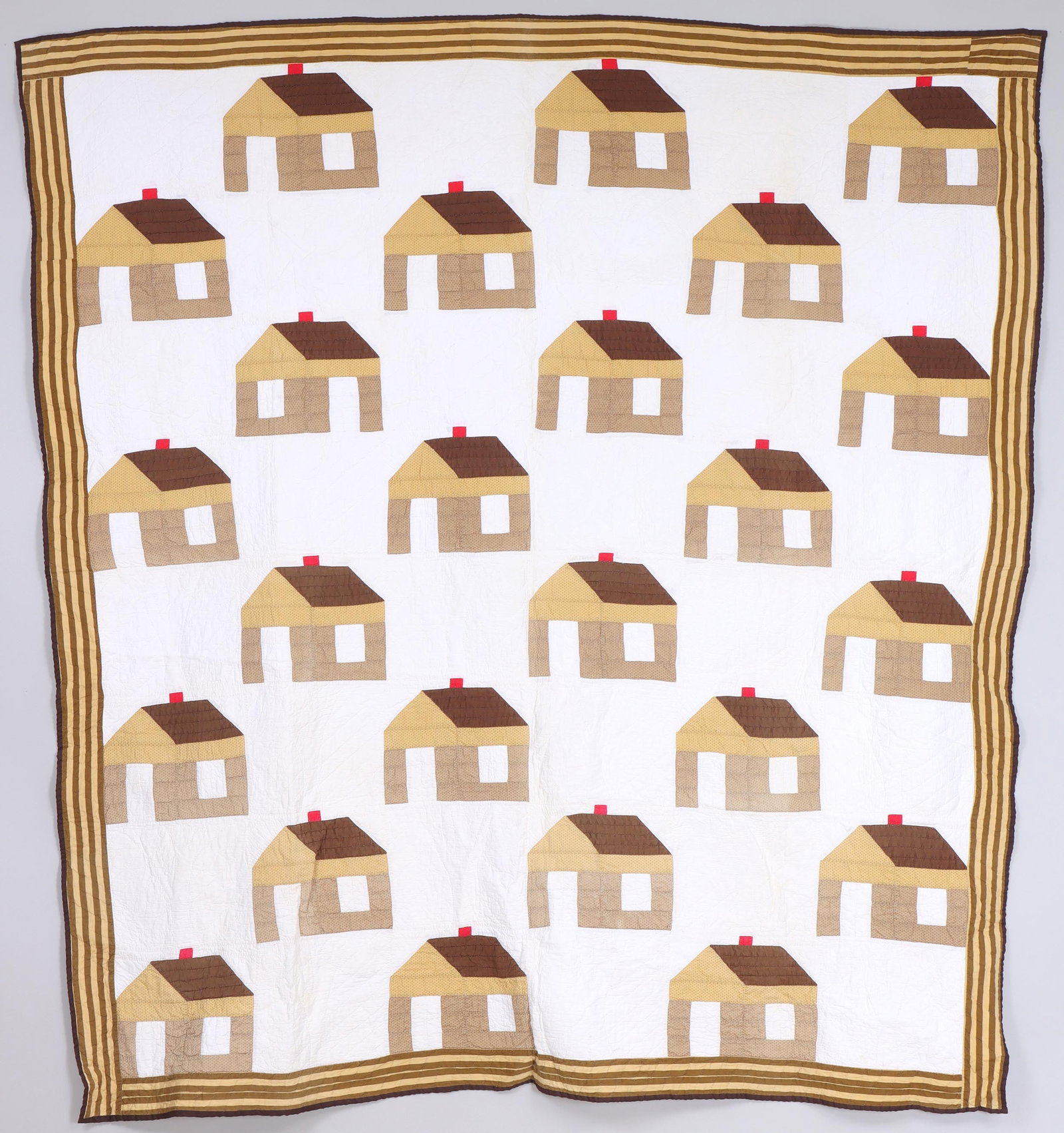 Houses Quilt: Houses Quilt cotton. Provenance: Estate of Francois Meyer; Purchased from Laura Fisher, Fisher Heritage, New York, NY. 81 x 73 in. (205.7 x 185.4 cm.)
