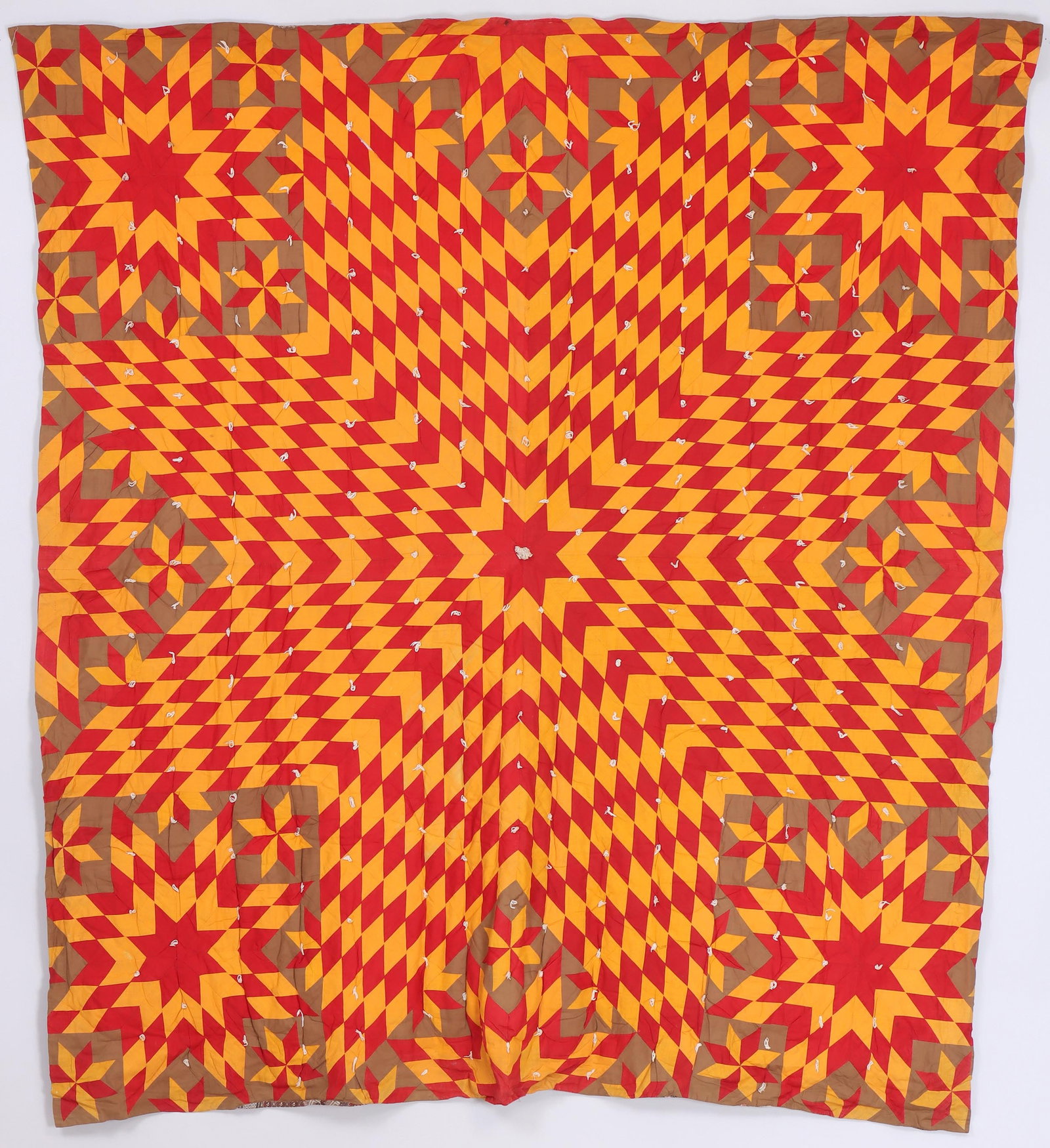 Four Patch Quilt: Four Patch Quilt with Bars border and sawtooth bars. Provenance: Estate of Francois Meyer; Purchased from Laura Fisher, Fisher Heritage, New York, NY. 80 x 68 1/2 in. (203.2 x 174 cm.)