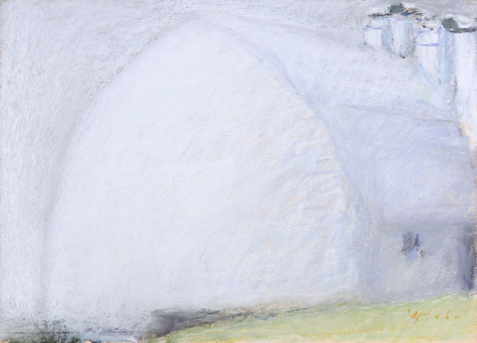 Wolf Kahn, (American/German 1927-2020): Wolf KahnAmerican/German, 1927-2020"White Barn"pastel on papersigned lower right. Hinged from verso top left and right, matted and framed under glass.Provenance: Property of a prominent Manhattan AD10