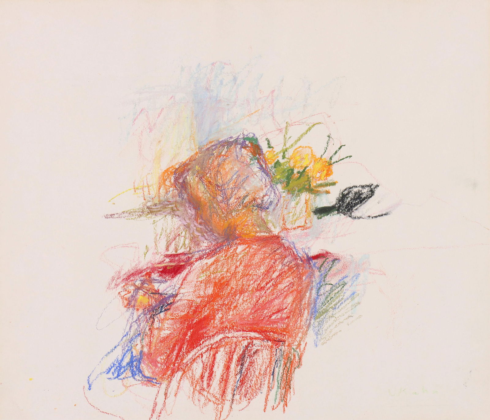 Wolf Kahn (American/German 1927-2020): Wolf KahnAmerican/German, 1927-2020"Wearing Red"pastel on papersigned lower right, titled on Grace Borgenicht Gallery label enclosed on frame verso. Hinged and corner mounted, matted, and framed under