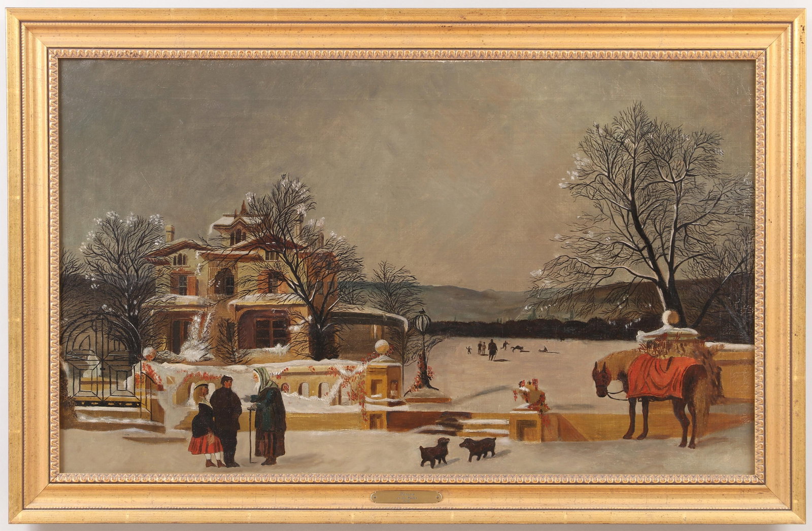 American School (19th/20th Century): American School (19th/20th Century) Winter scene after CHARLES F. WITMAN (American, 19th century), oil on canvas, unsigned. Canvas 17-3/4" x 29-3/4"