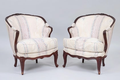 Pair of Diminutive Louis XV Walnut Bergeres