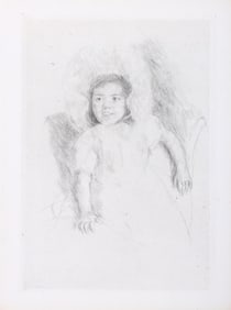 Mary Cassatt (American 1844-1926), "Margot Wearing a Bonnet" (No. 3), c. 1902, drypoint etching on