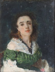 Attributed to Francesco Paolo Michetti (Italian 1851-1929), Portrait of a Lady, oil on panel