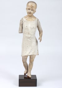 Carved and Polychromed Wood Countertop Child Mannequin