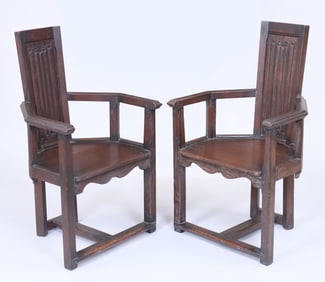 George Mann Niedecken (American 1878-1945), Pair of Arts & Crafts Oak Armchairs
