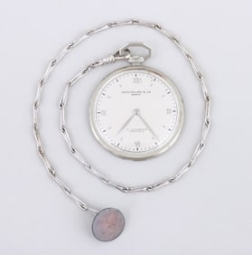 Patek Philippe and W. Allemann 18k White Gold Open-Face Pocket Watch