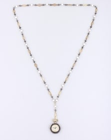 19th Century Silver and 18k Gold Pocket Watch with Precious Stones