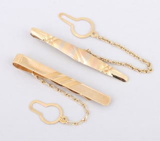 Group of (2) 18k Gold Tie Clips