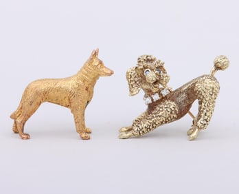 Group of (2) Gold Dog Pins