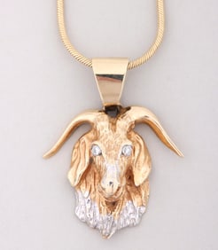 14k Gold Goat Pendant Necklace