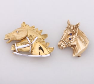 Group of (2) Gold Horse Pins